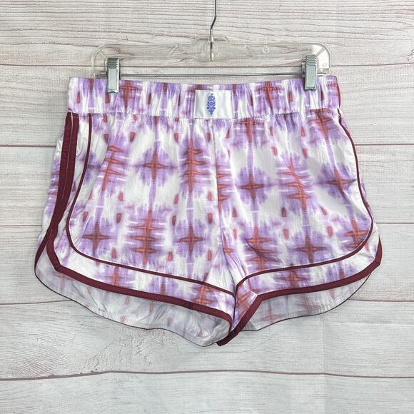 New Free People Movement Varsity Blues Printed Shorts Women's Size Large - Picture 5 of 11